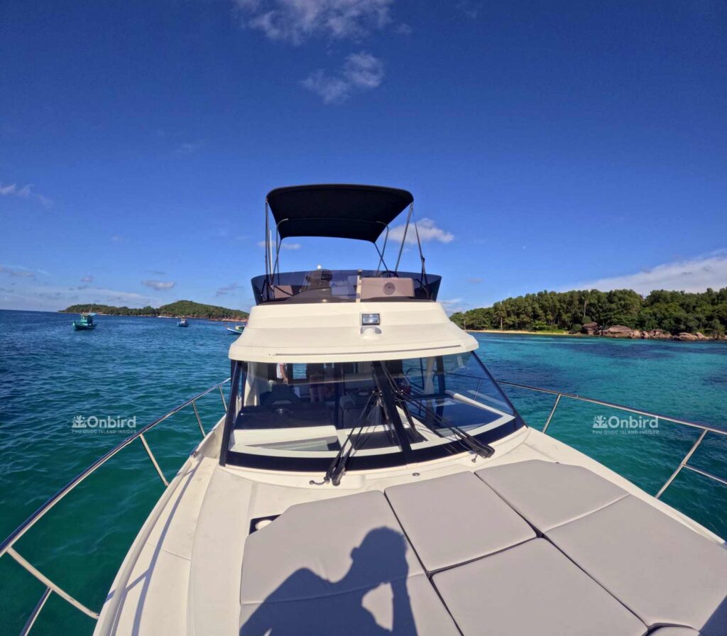 The view from the Yacht Merry Fisher 1095 in the An Thoi archipelago, South Phu Quoc Island, Vietnam